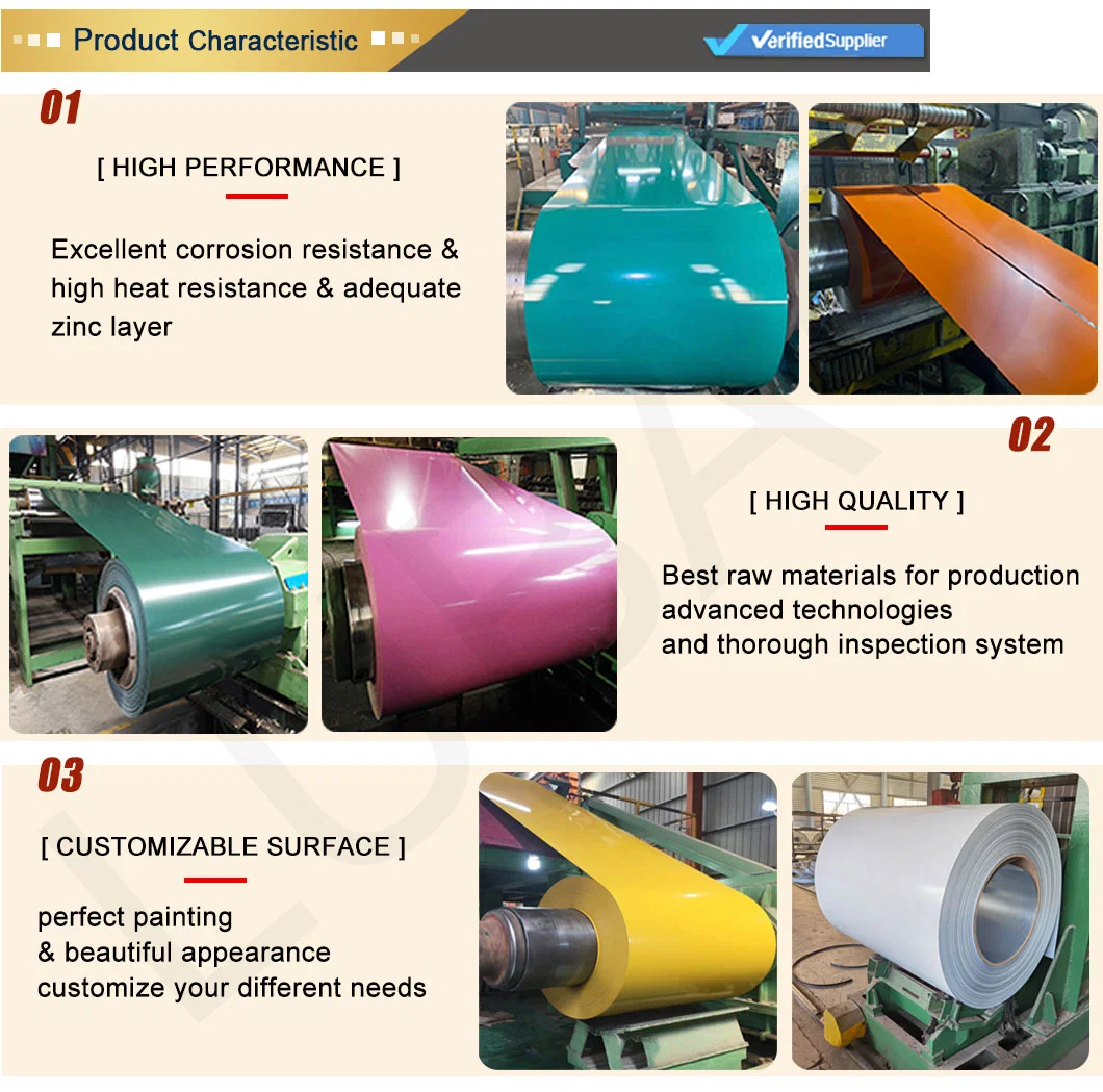 PVDF, HDP, SMP, PE, PU PPGI Prepainted Color Coated Galvanized/Aluzinc Steel Coil